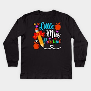 Little Miss Preschool first day of school ready to crush preschool Kids Long Sleeve T-Shirt